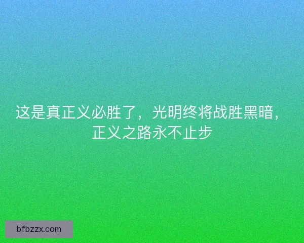 这是真正义必胜了，光明终将战胜黑暗，正义之路永不止步
