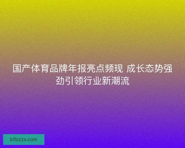 国产体育品牌年报亮点频现 成长态势强劲引领行业新潮流